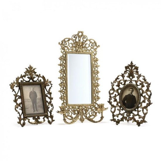 Two Brass Frames and Virginia Metalcrafters Mirror
