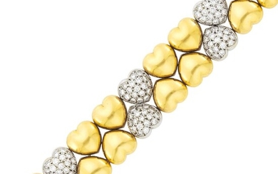 Two-Color Gold and Diamond Heart Bracelet