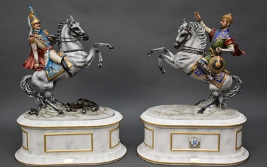Two Cortese Capodimonte Porcelain Horse Rider