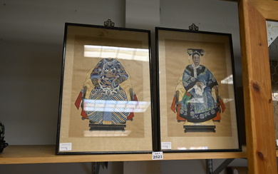Two Framed Chinese Ancestor Portraits.