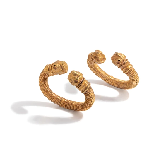 Two Western Asiatic Gold Bracelets with Lion-Headed Terminals