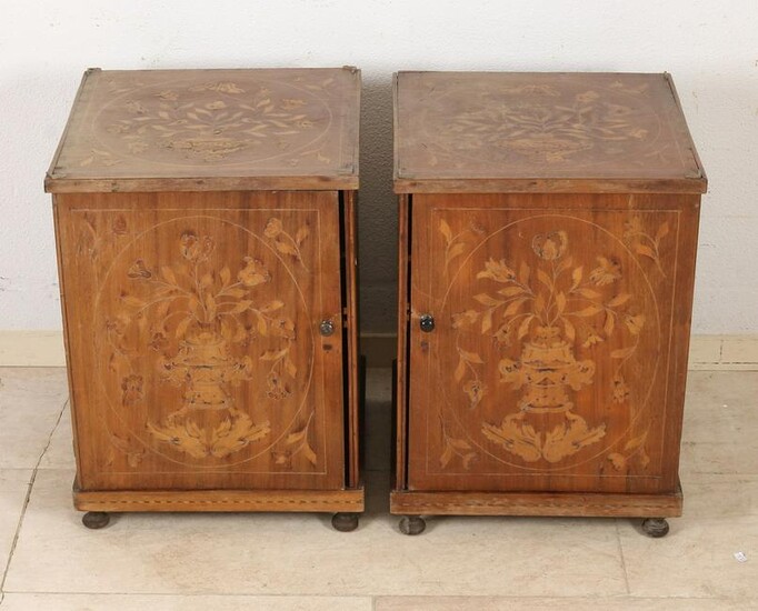 Two bedside tables with marquetry