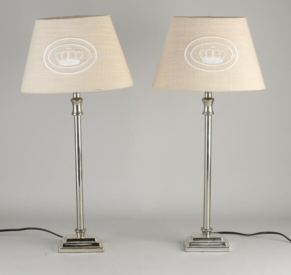 Two chrome metal table lamps. Second half of the