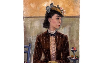 UNIDENTIFIED SIGNATURE Young woman at the café