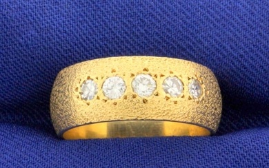 Unique Textured 1/2ct TW Diamond Band Ring in 14k Yellow Gold