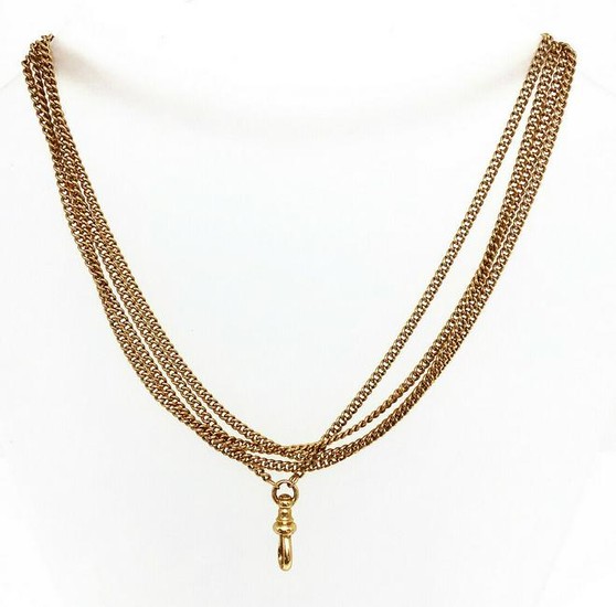 VICTORIAN 14K Rose Gold Long Curb Link Watch Chain