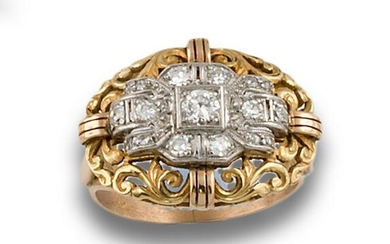 VICTORIAN RING TWO GOLD DIAMONDS