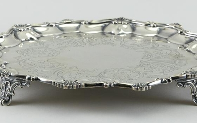 VICTORIAN STERLING SILVER SALVER London, 1855 Approx.