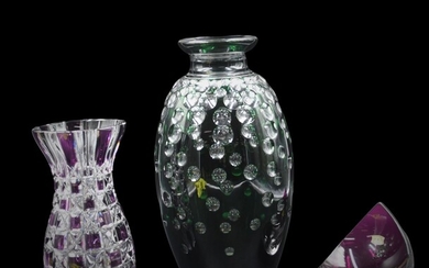 Vase en cristal du Val Saint Lambert à décor... - Lot 21 - MJV Soudant