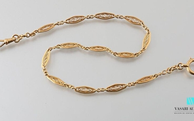 Vest chain in yellow gold 750 thousandth shuttle links with filigree