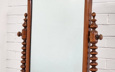 Victoriam mahogany toilet mirror with bobbin turned supports (h:75 x...