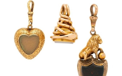 Victorian, Collection of Gold and Hardstone Fobs and