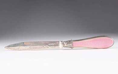 Victorian Sterling Pink Guilloche Letter Opener