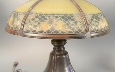 Victorian panel shade lamp having six panel dome top