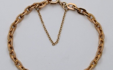 Vintage 14K Gold Biker Link Bracelet, 7” Long