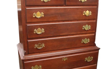 Vintage Colonial solid cherry chest on chest