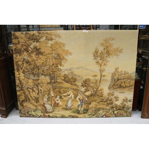 Vintage French tapestry, landscape with river scene, approx ...