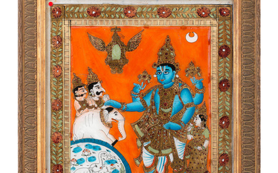 Vishnu saving the elephant god, Gajendra South India, Tanjore, late...