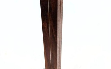 Von Nessen Modernist Wood and Aluminum Lamp. Tall narro