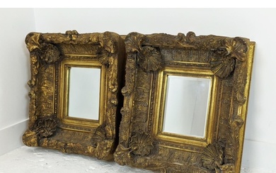 WALL MIRRORS, a pair, oversized Rococo gilt frames, 55cm x 5...