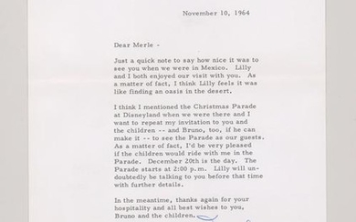Walt Disney TLS Signed Letter to Merle Oberon