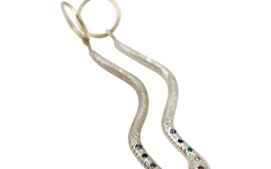 White Diamond Tanzanite Blue Sapphire Emerald Citrin Ruby Snake Earring Chakra