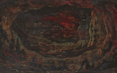 William Ware, British 1915-1997 - Visionary Landscape, c.1944; oil on board, signed lower right 'Ware', 23 x 39.5 cm (ARR) Provenance: William Ware Gallery, London Exhibited: England & Co., London, Jack Bilbo & the Moderns, November 1990, cat...