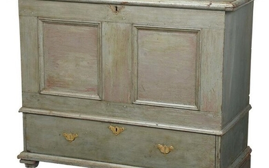William and Mary Green Painted Chest with Drawer