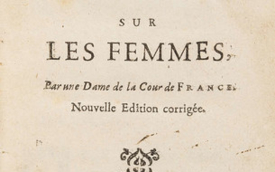 Women.- [Lambert (Anne-Therese de Marguenat de Courcelles, Marquise de)] Reflexions Nouvelles sur les Femmes, third edition, Londres, chez J.P.Coderc, in Little New-port Stret, 1730.