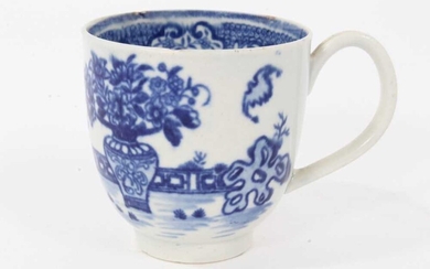 Worcester coffee cup, circa 1780, printed in blue with the Bat pattern, 5.75cm high