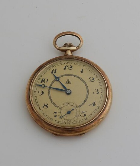 Yellow gold Swiss pocket watch, 585/000, with