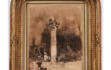 ZIEM Félix. (1821-1911). « Etude pour la colonne de la Place Saint Marc à Venise...