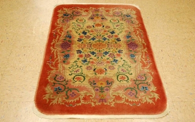 c1930s ANTIQUE MINT ART DECO CHINESE RUG 3x4.10 NATURAL