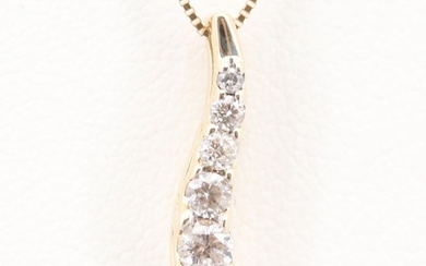 14K Yellow Gold "Love Is A Journey" Diamond Pendant Necklace
