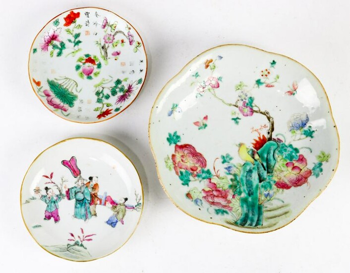 (lot of 3) Chinese Export Famille-rose Porcelain Dishes
