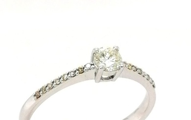 no reserve price - 14 kt. White gold - Solitaire ring - 0.20 ct Diamond - Diamonds