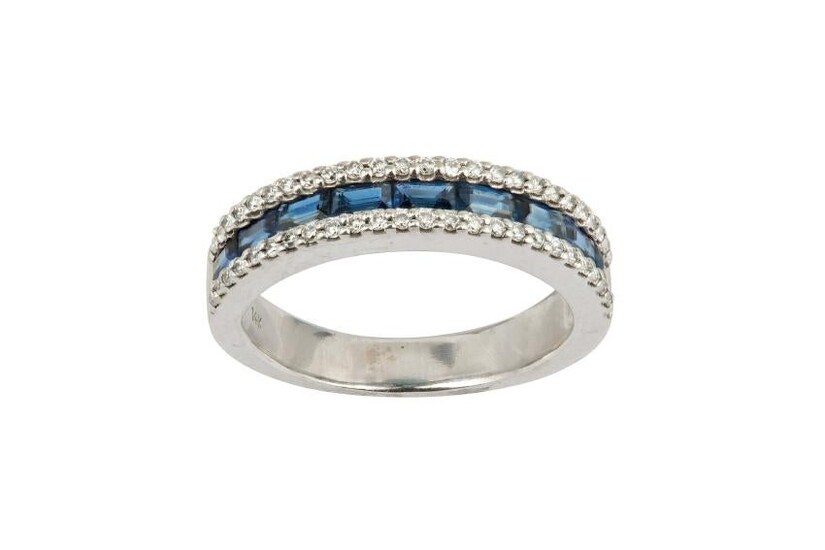 A sapphire and diamond half-eternity ring, diamonds