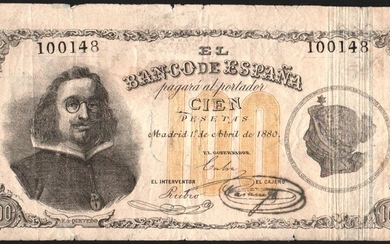 1 de abril de 1880. 100 pesetas. Falso de época