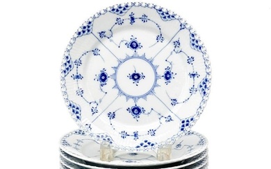 10 Royal Copenhagen Denmark Porcelain Dessert Plates Blue Fluted Full Lace #622