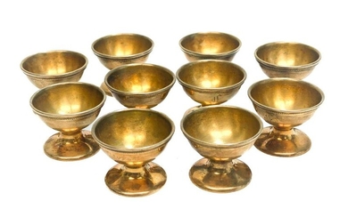 10 Whiting Gilt Sterling Silver Footed Salt Cellars. JF
