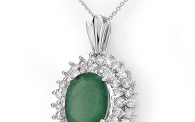 10.11 ctw Emerald & Diamond Pendant 18k White Gold