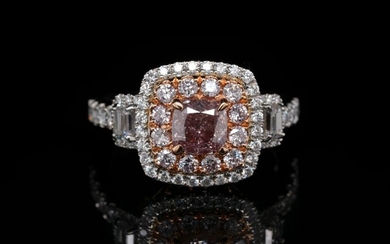 1.01ct GIA SI2 Fancy Brownish Pink Diamond 18K Ring
