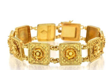 Castellani Gold Square Link Bracelet
