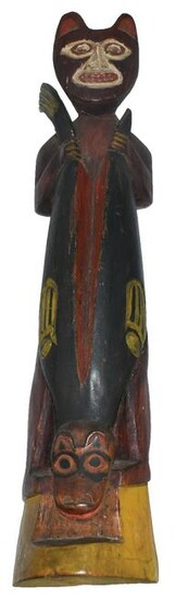 11" Wooden Totem. Tlingit. Northwest Coast. 1920's