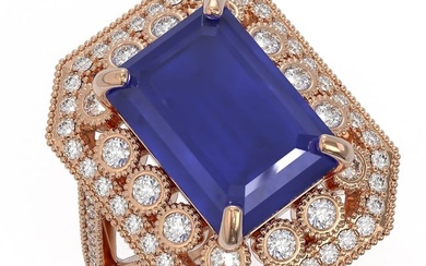 11.98 ctw Certified Sapphire & Diamond Victorian Ring 14K Rose Gold
