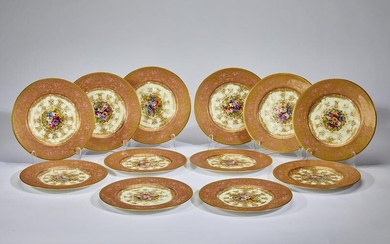 (12) Royal Worcester hand painted porcelain plates