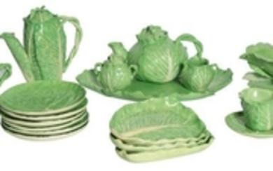 Dodie Thayer Green Glazed Cabbage Form Ceramic Table Service