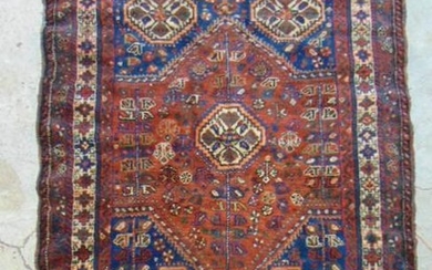 Scatter rug, red & blue, carpet is 4'9" by 3'8"