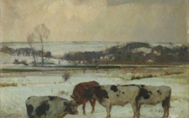 Sir John Alfred Arnesby Brown, R.A. (1866-1955), Cattle in snow