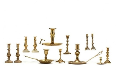 (13) Brass Miniature and Chamber Candlesticks
